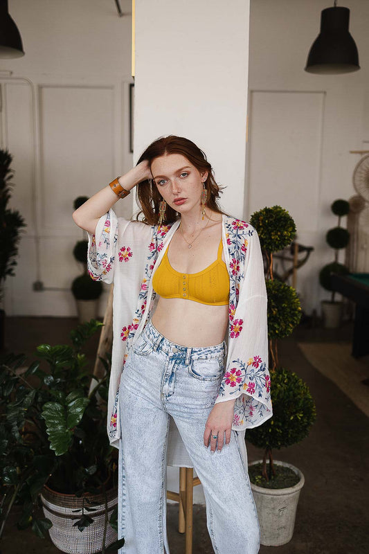 Lightweight Anemone Kimono – Floral Elegance for Any Occasion-Soul Flow Apparel
