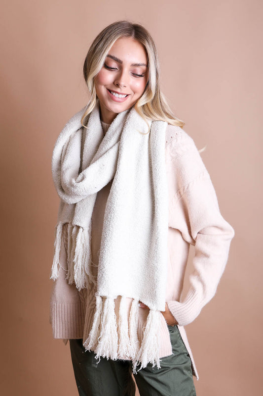 Ultra-Soft Boucle Tassel Scarf-Soul Flow Apparel