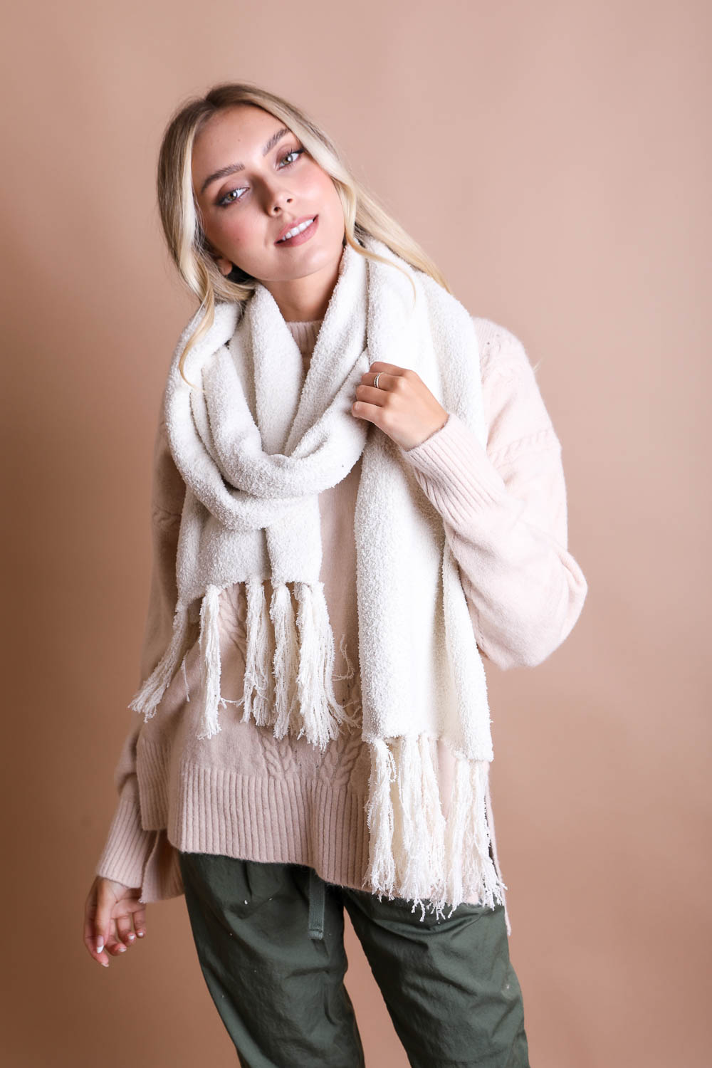 Ultra-Soft Boucle Tassel Scarf-Soul Flow Apparel