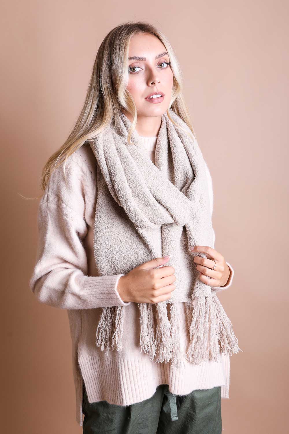 Ultra-Soft Boucle Tassel Scarf-Soul Flow Apparel