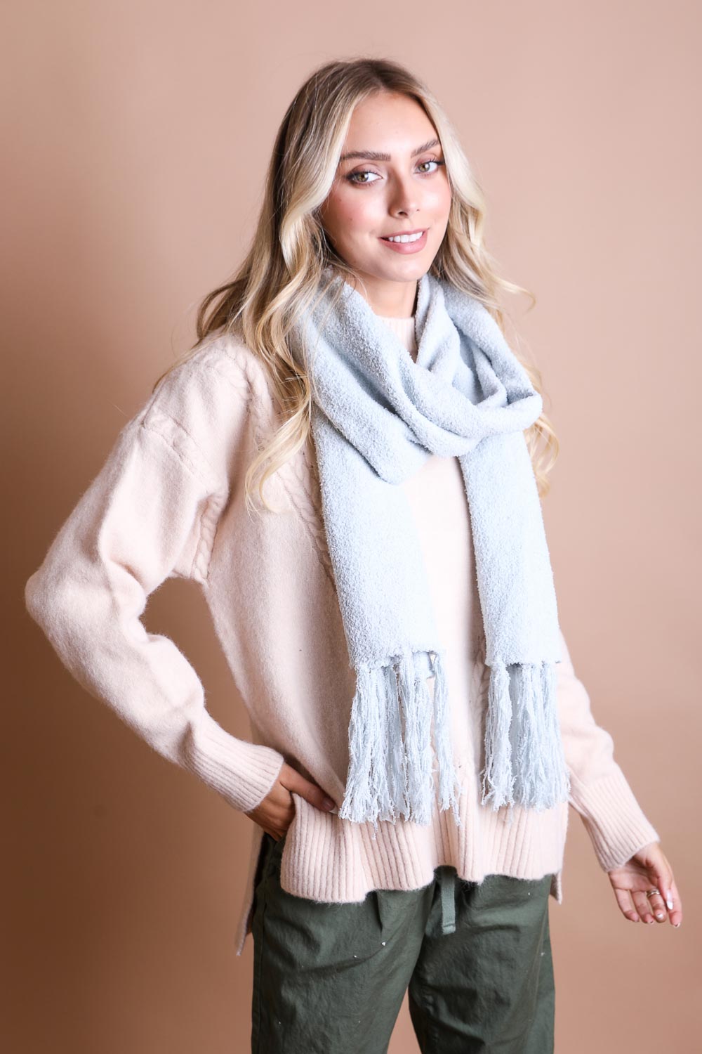 Ultra-Soft Boucle Tassel Scarf-Soul Flow Apparel