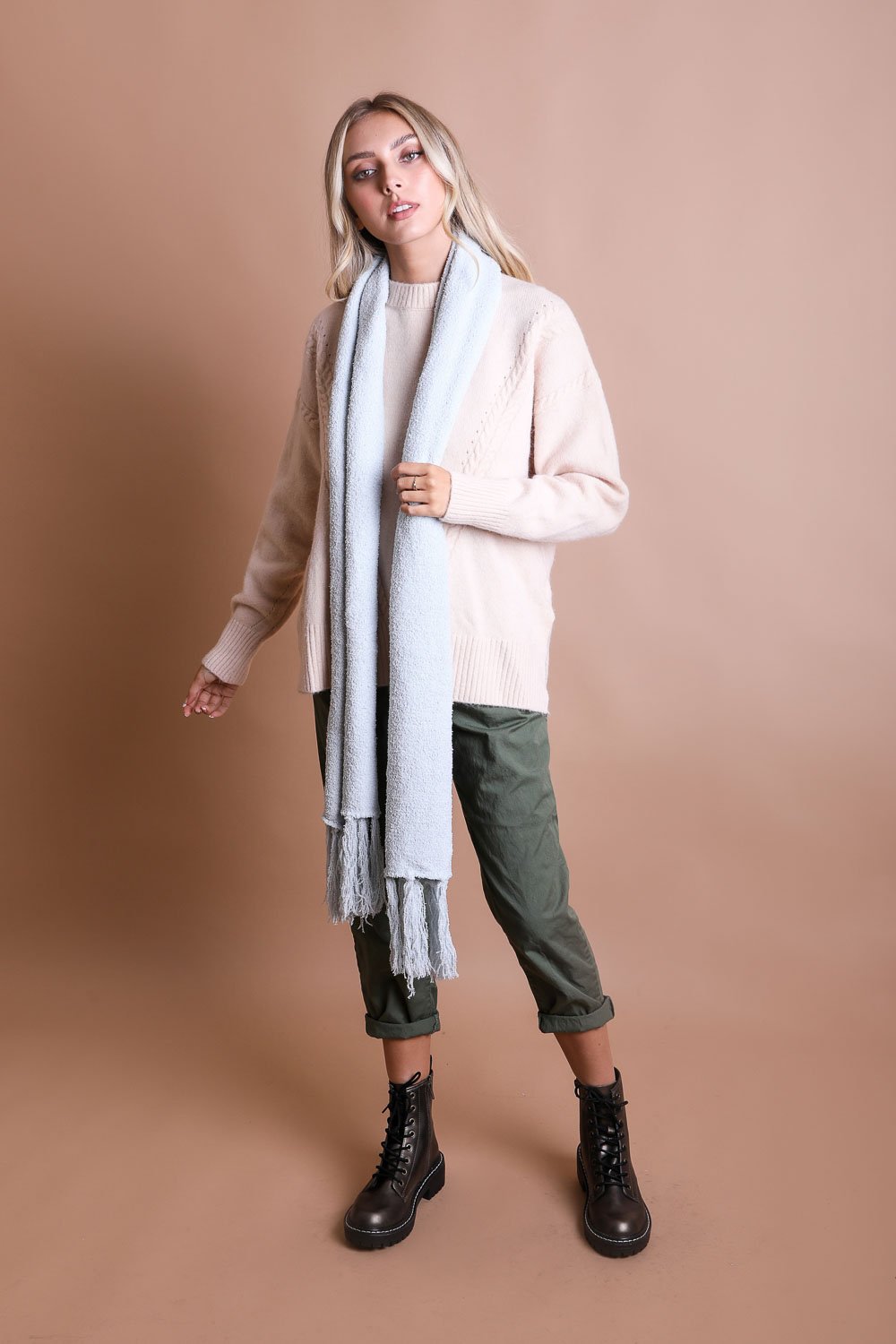 Ultra-Soft Boucle Tassel Scarf-Soul Flow Apparel