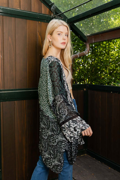 Airy Kimono With Playful Pattern-Soul Flow Apparel