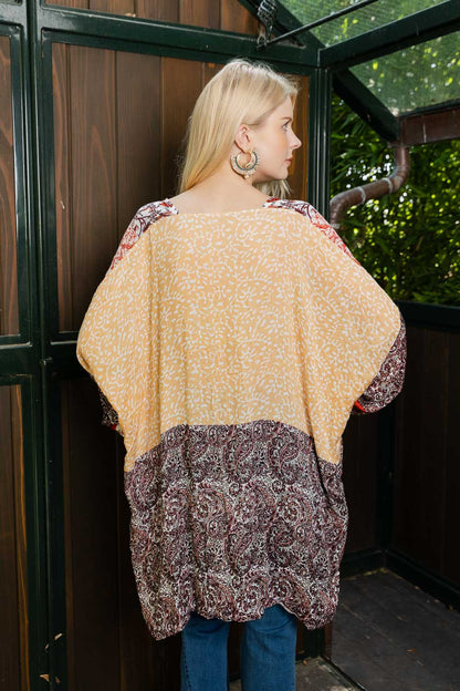 Airy Kimono With Playful Pattern-Soul Flow Apparel