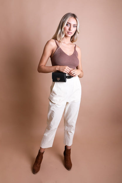 Mini Faux Leather Belt Bag – Chic with Gold Link Chain-Soul Flow Apparel