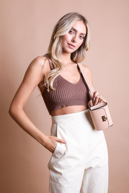 Mini Faux Leather Belt Bag – Chic with Gold Link Chain-Soul Flow Apparel