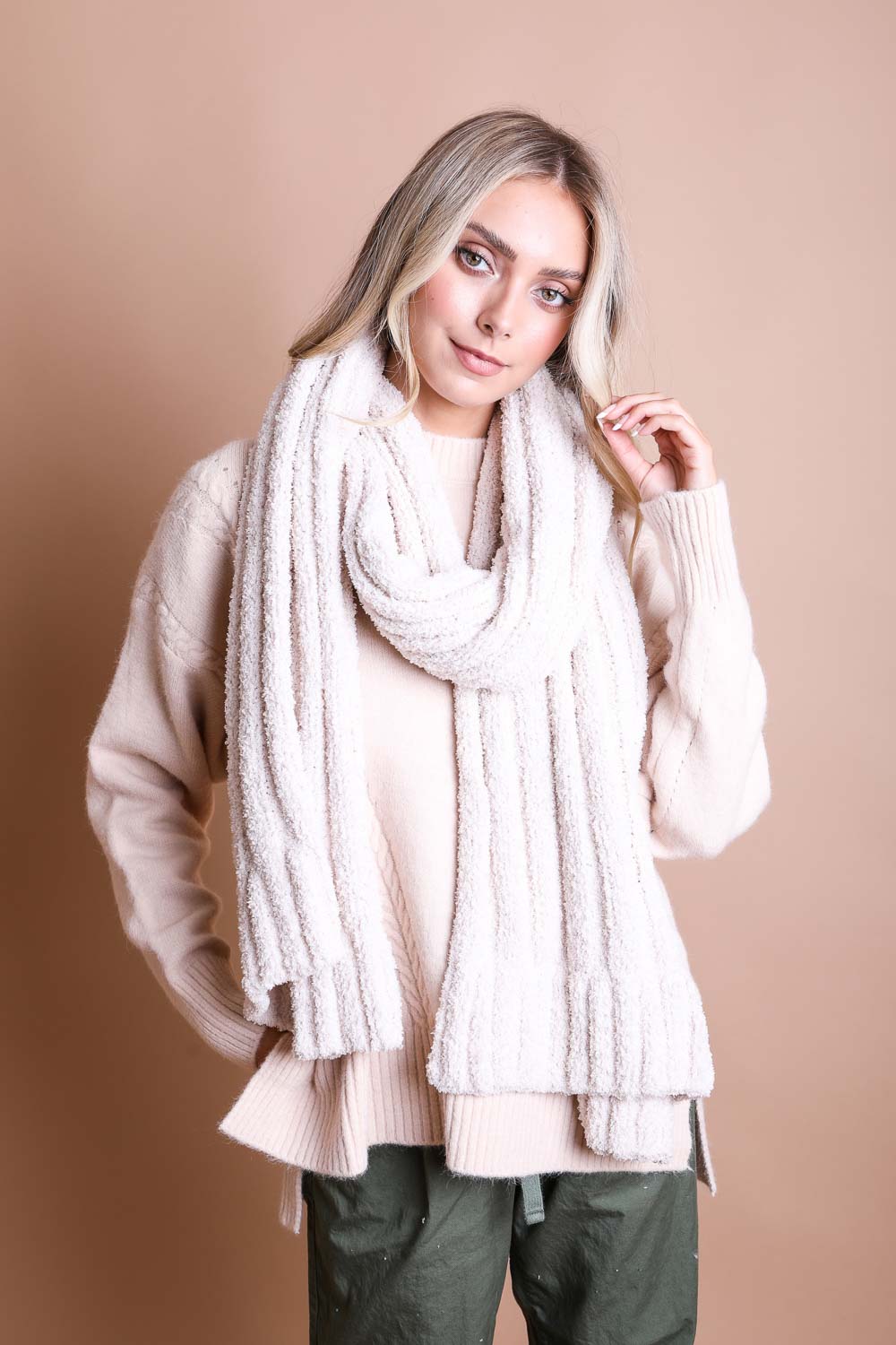 Boucle Vertical Knit Scarf-Soul Flow Apparel