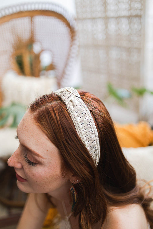 Embroidered Stitch Boho Knot Headband-Soul Flow Apparel