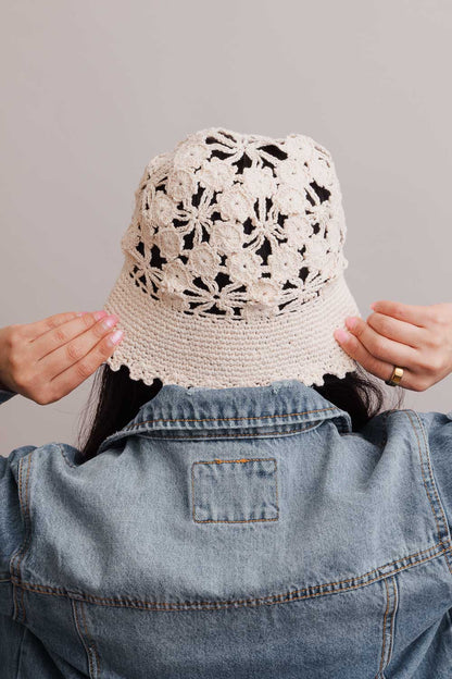Floral Crochet Bucket Sun Hat-Soul Flow Apparel