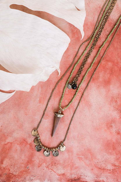 Leto Collection Boho Necklace featuring layered chains and a unique pendant for Boho Chic Jewelry lovers