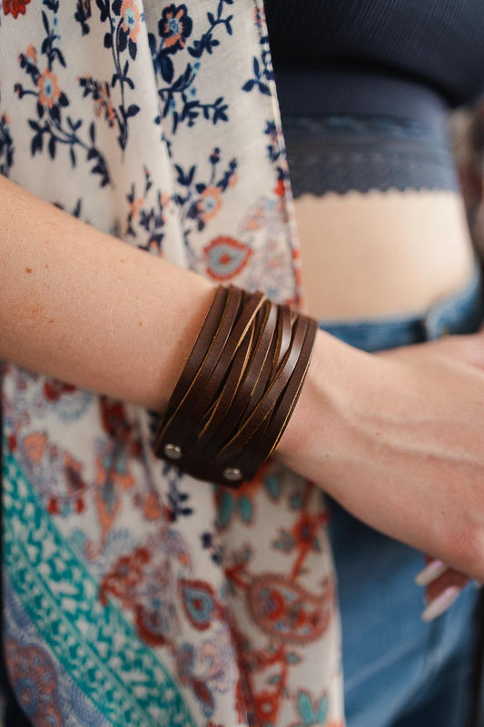 Braided Leather Cuff Bracelet w/ Adjustable Clasp-Soul Flow Apparel