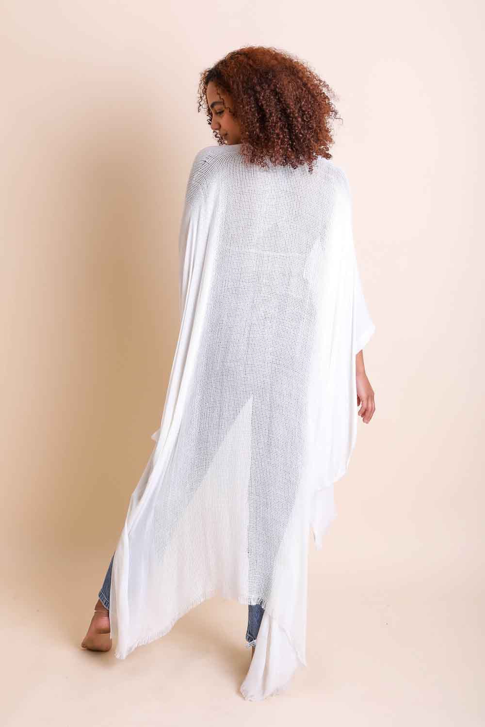 Frayed Trim Kimono-Soul Flow Apparel