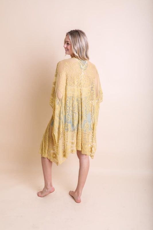 Floral Mandala Mesh Kimono-Soul Flow Apparel