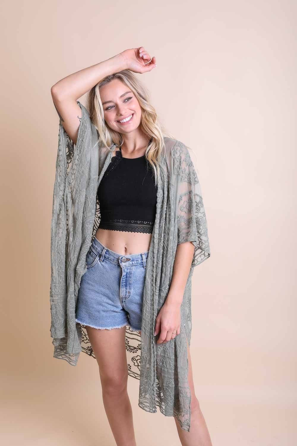 Floral Mandala Mesh Kimono-Soul Flow Apparel