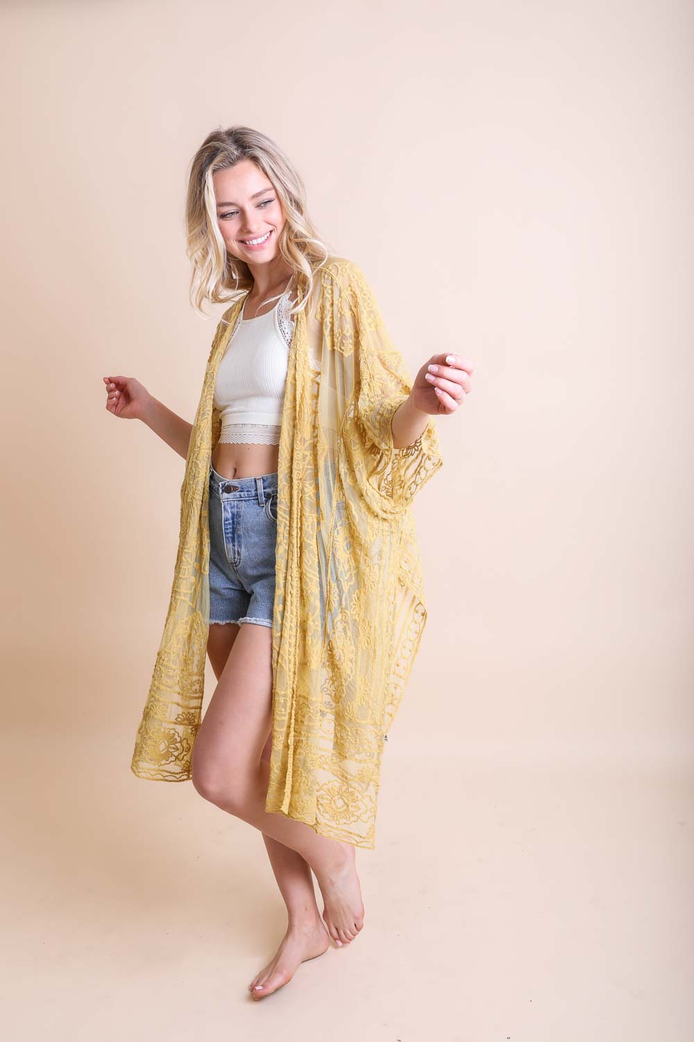 Floral Mandala Mesh Kimono-Soul Flow Apparel