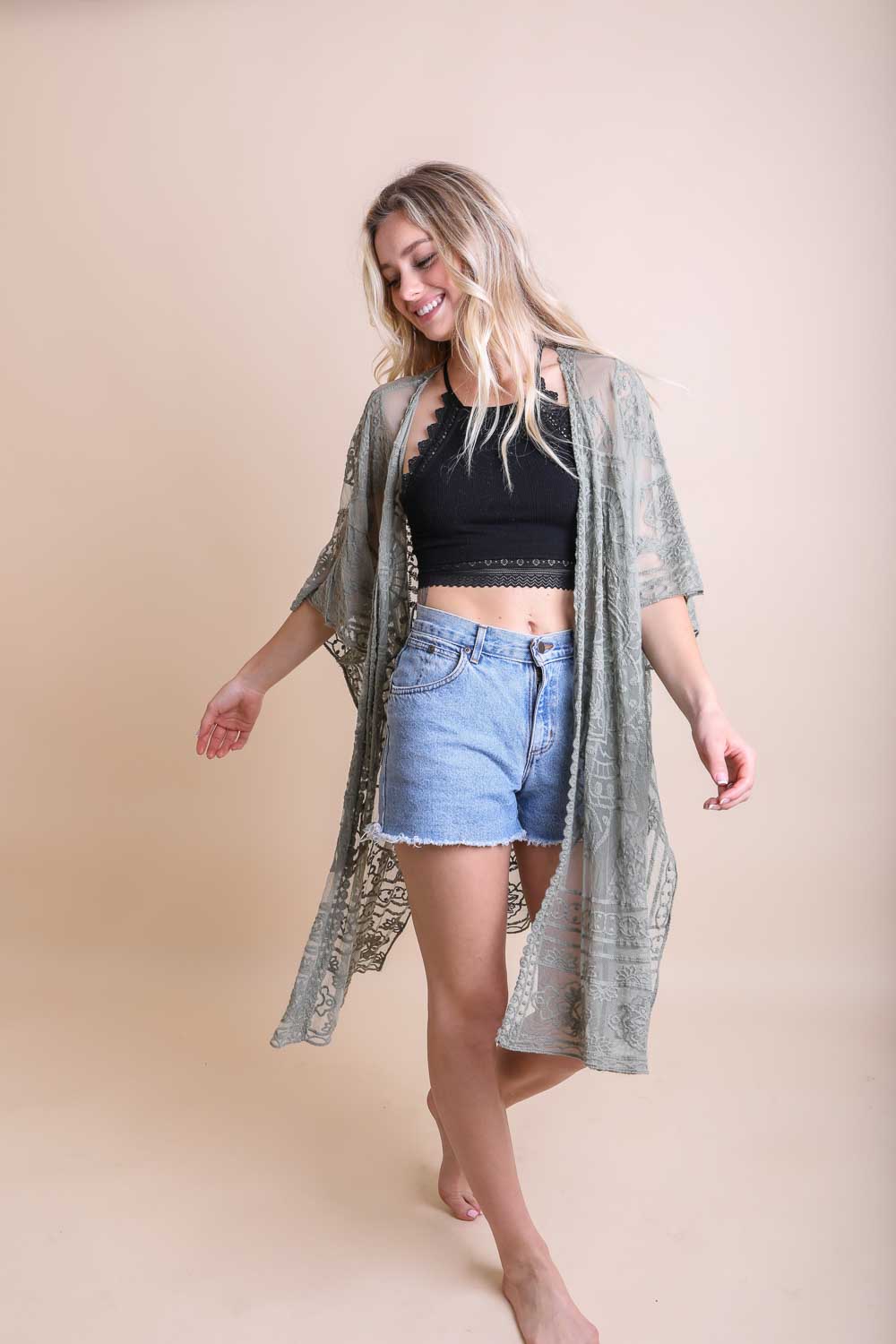 Floral Mandala Mesh Kimono-Soul Flow Apparel