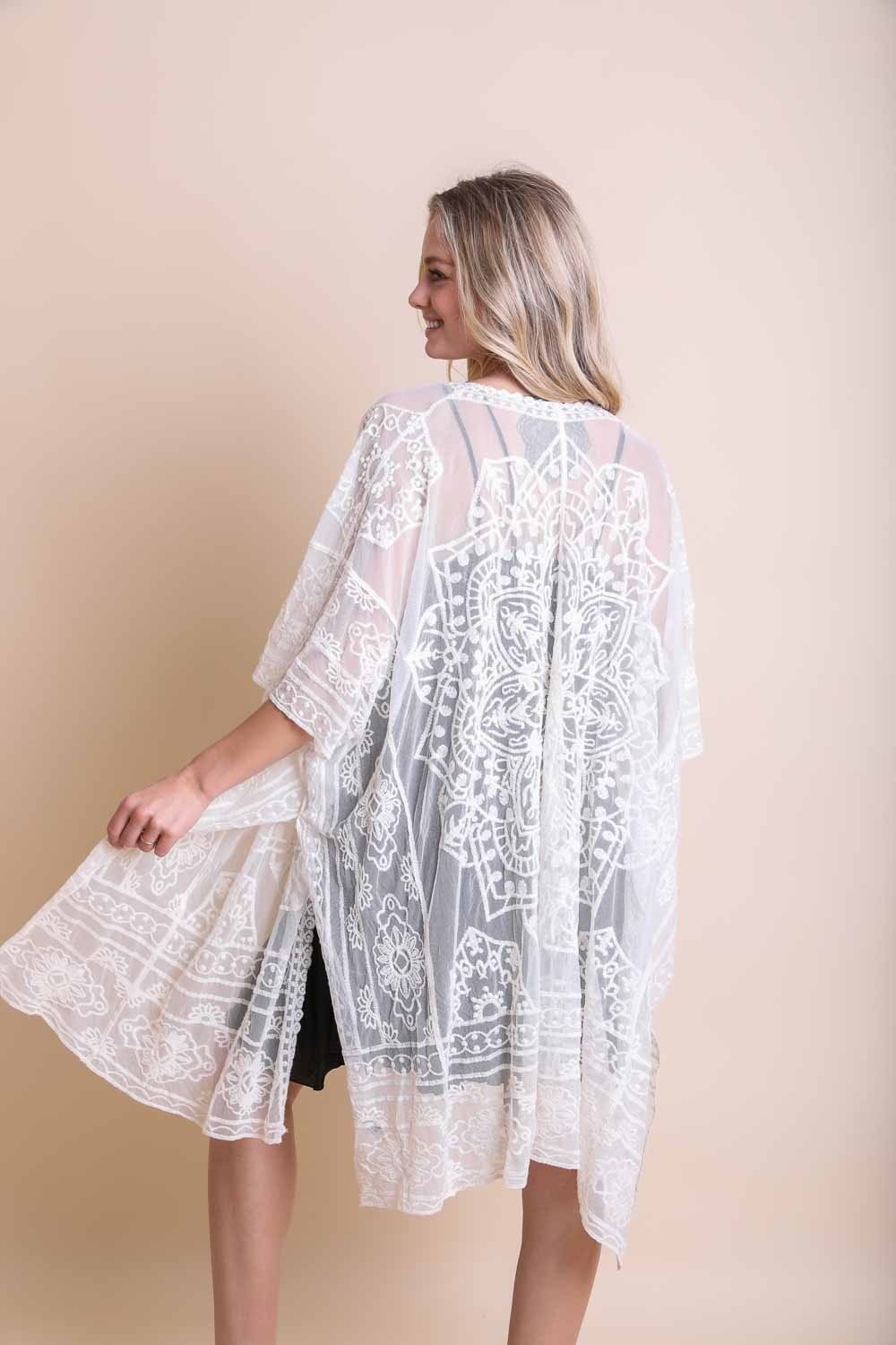 Floral Mandala Mesh Kimono-Soul Flow Apparel