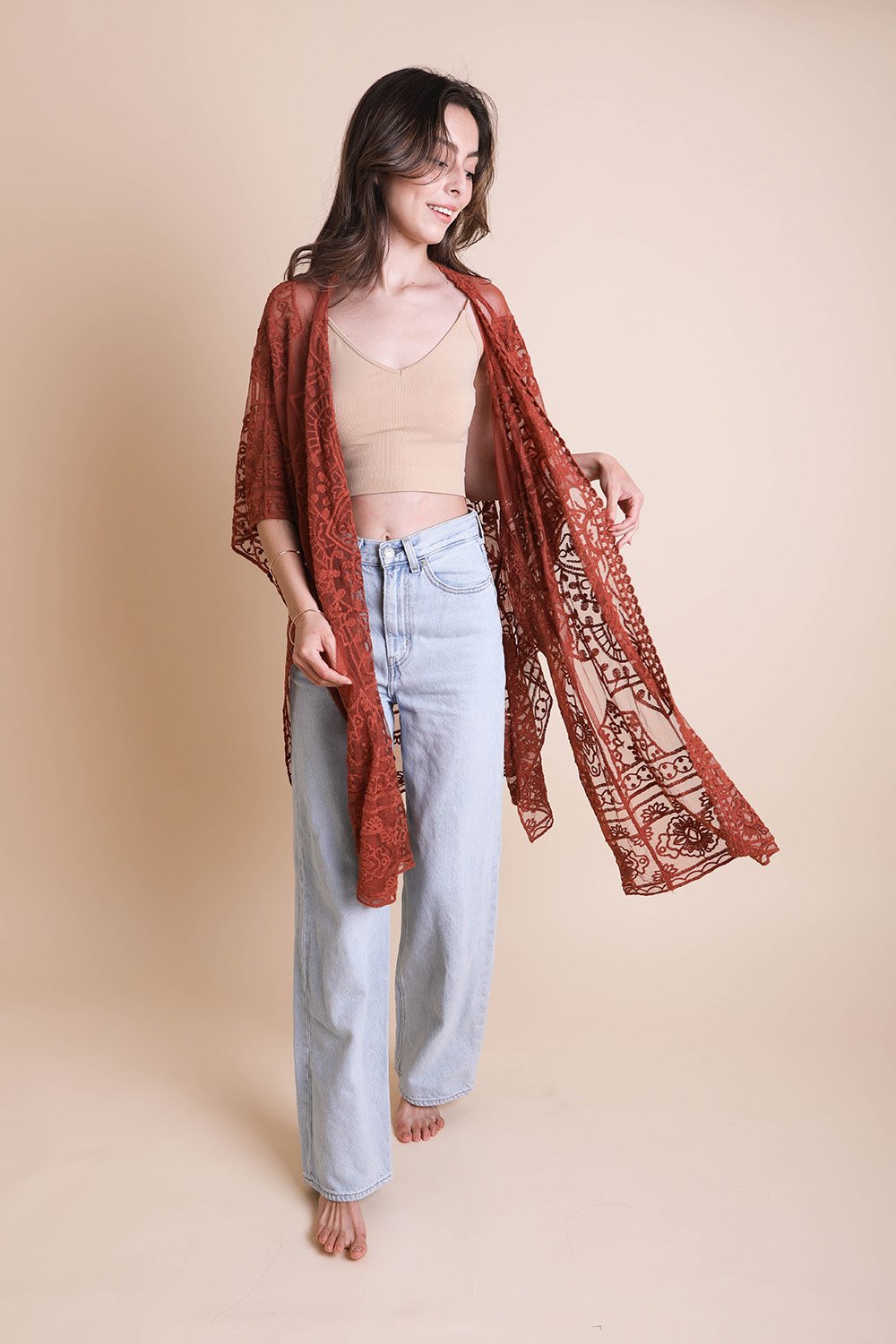 Floral Mandala Mesh Kimono-Soul Flow Apparel