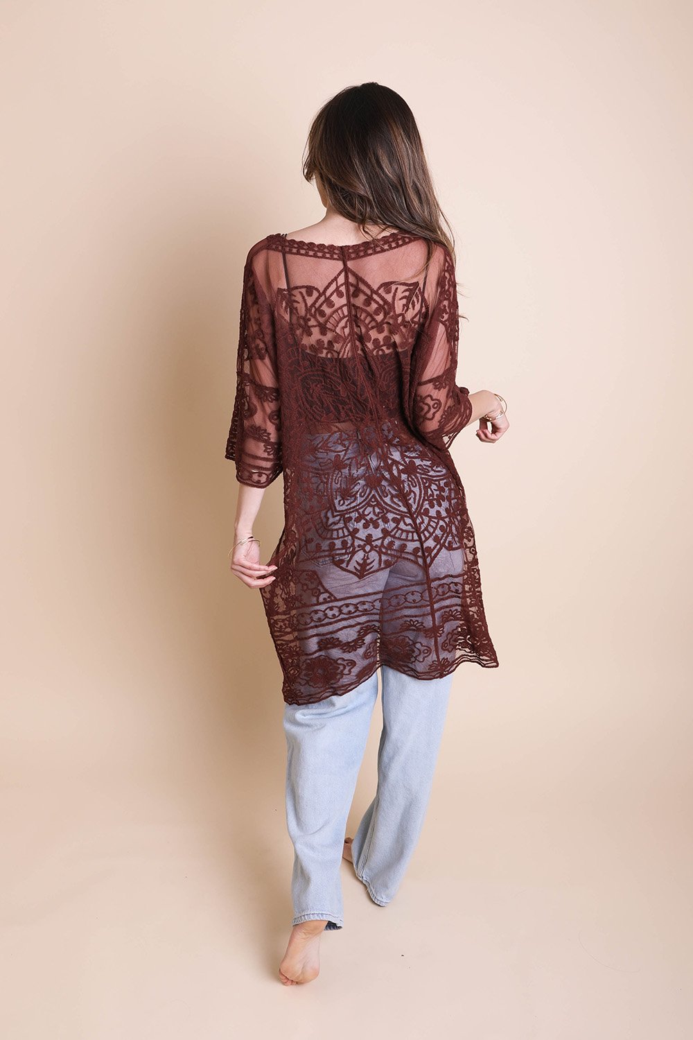 Floral Mandala Mesh Kimono-Soul Flow Apparel