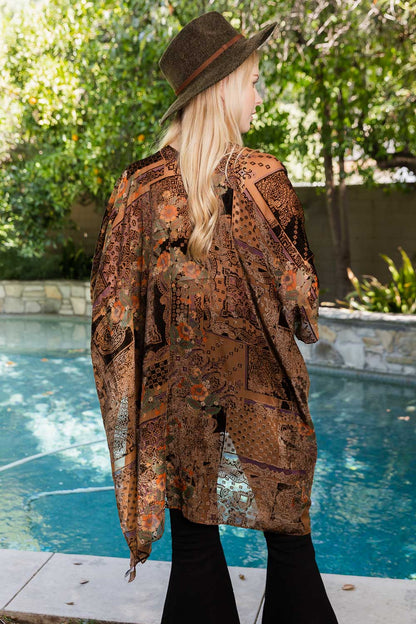 Mandala Bloom Intricate Velvet Henna Pattern Kimono-Soul Flow Apparel