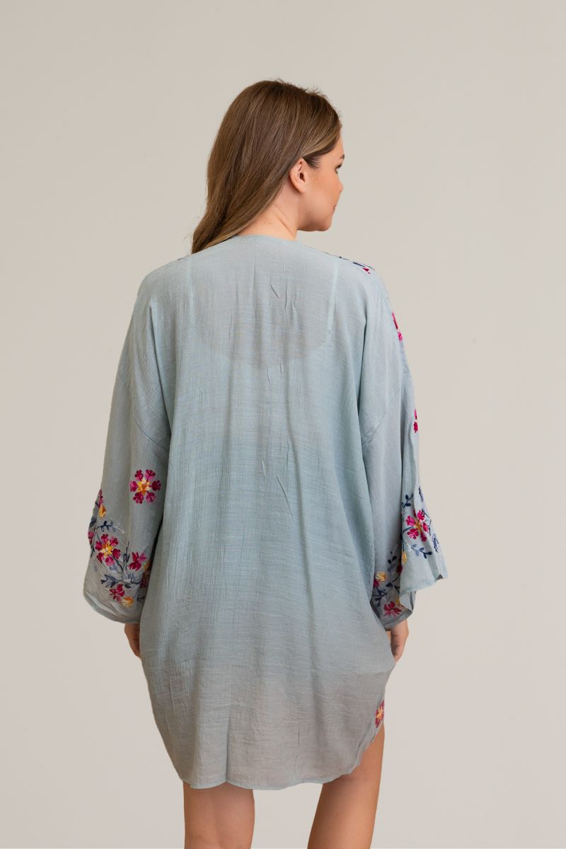 Ethereal Anemone Kimono – Elegant Floral Embroidery