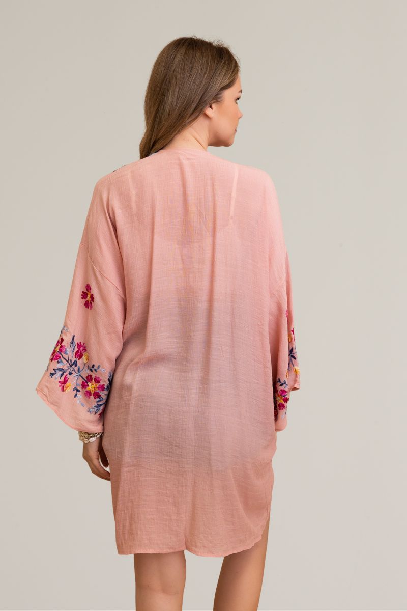 Ethereal Anemone Kimono – Elegant Floral Embroidery