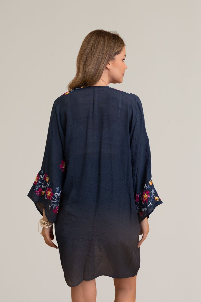 Ethereal Anemone Kimono – Elegant Floral Embroidery