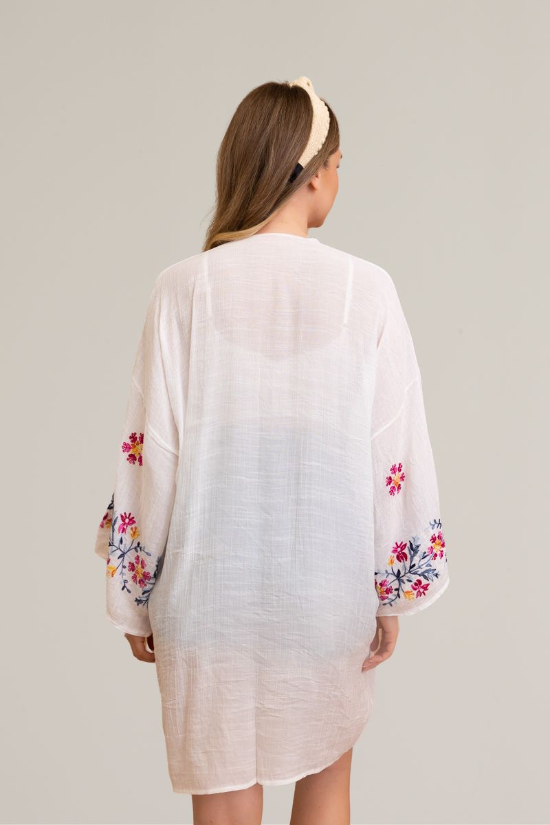 Ethereal Anemone Kimono – Elegant Floral Embroidery
