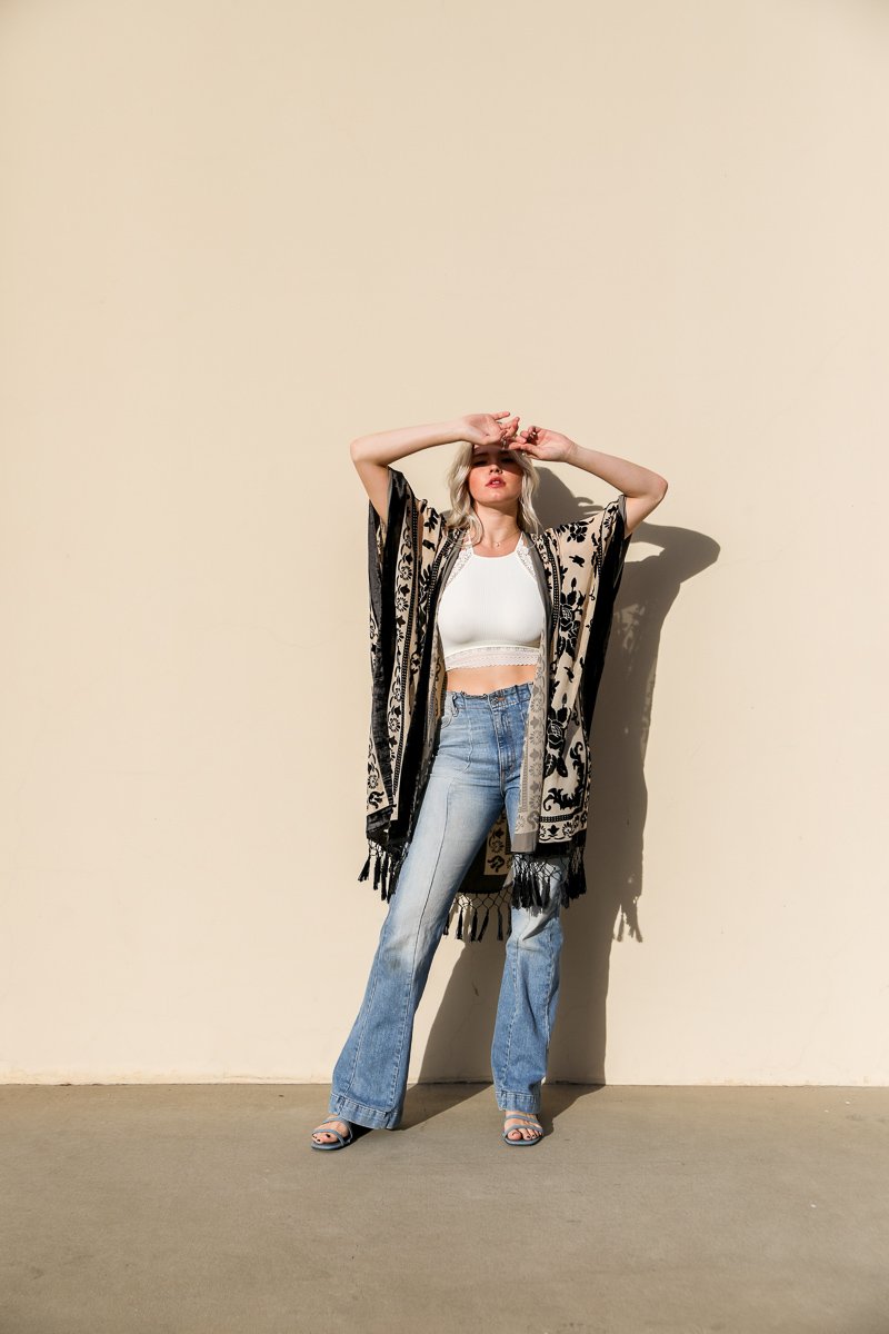 Velvet Mesh Tapestry Kimono-Soul Flow Apparel