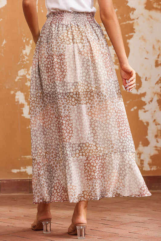 Floral Buttoned Front Slit Skirt-Soul Flow Apparel