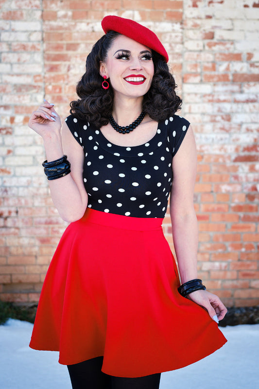 Boat Neck Top in Polka Dots, view 4388 — Soul Flow Apparel