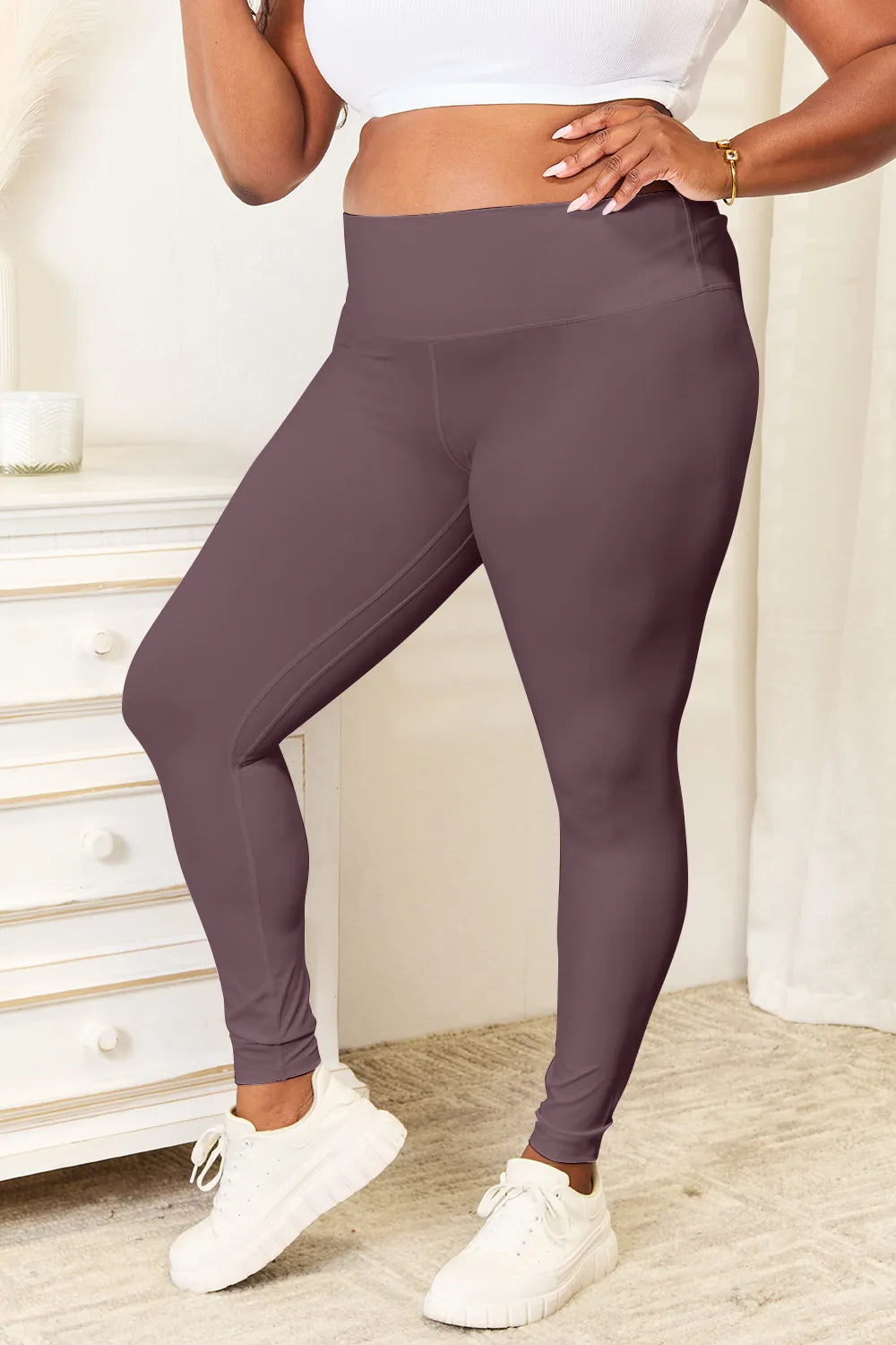 Double Take Wide Waistband Sports Leggings-Soul Flow Apparel