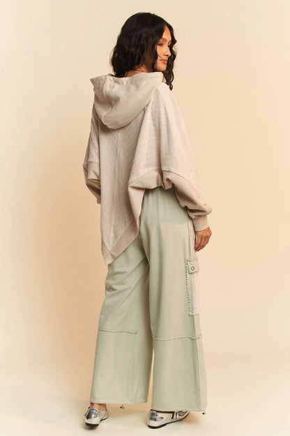 Trendsi lace patchwork adjustable pants in light green color for a stylish and comfortable fit