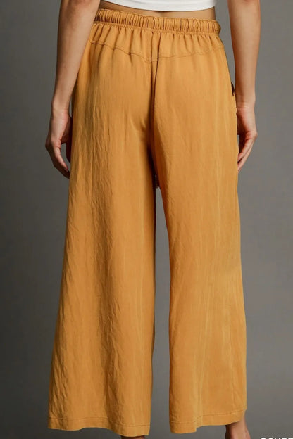 Trendsi plus size rope drawstring wide leg pants in warm yellow for comfortable casual wear