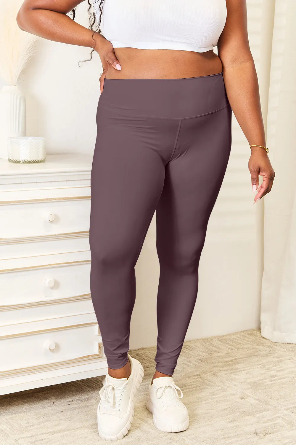 Double Take Wide Waistband Sports Leggings-Soul Flow Apparel