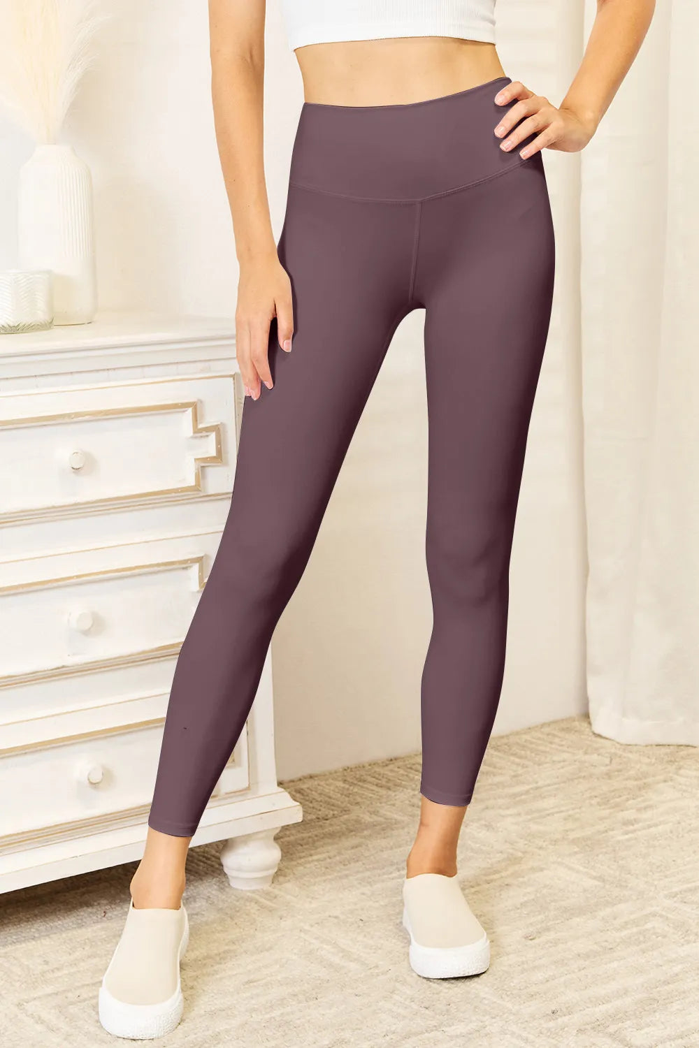 Double Take Wide Waistband Sports Leggings-Soul Flow Apparel