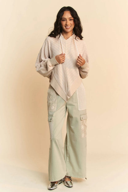 Trendsi lace patchwork adjustable pants paired with a stylish hoodie for a trendy look