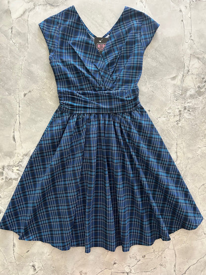 Blue Plaid Greta Dress - 3X only, 1 left!