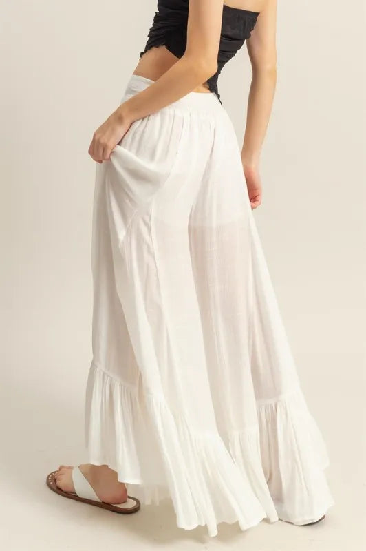 HYFVE High-Waist Ruffle Flared Wide Leg Pants-Soul Flow Apparel