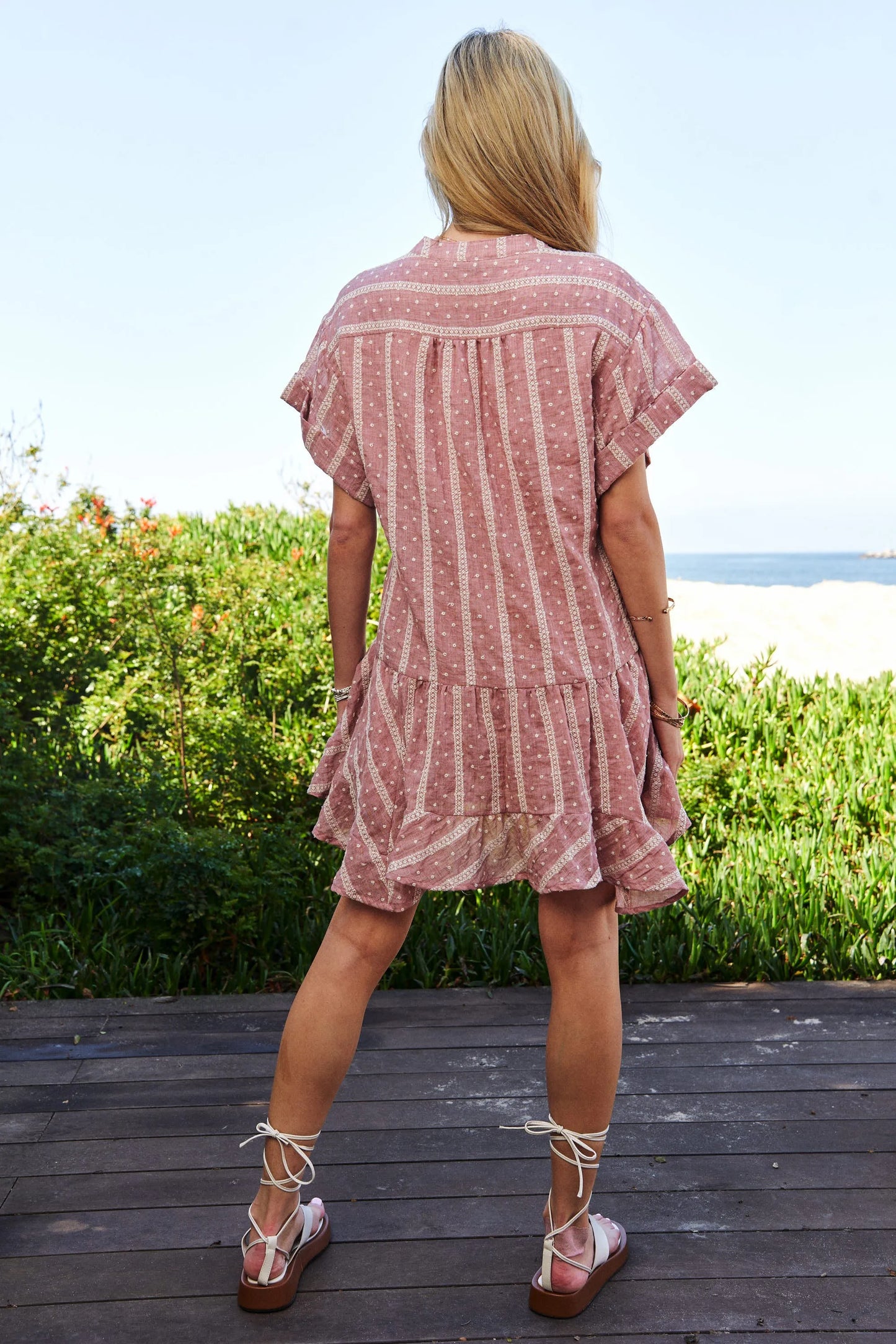 Davi & Dani Embroidery V Neck Short Sleeve Ruffled Mini Dress-Soul Flow Apparel