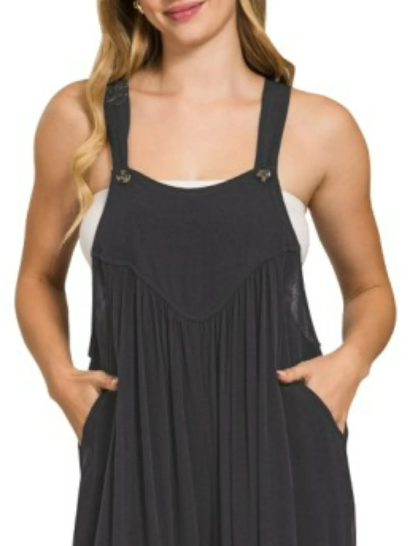 Trendsi Boho Wide Leg Overalls in Dark Gray with Relaxed Fit and Pockets