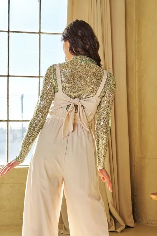 Davi & Dani Creased Wide Legs Elastic Waist Jumpsuit-Soul Flow Apparel