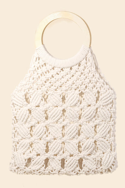 Fame Boho Braided Wooden Top Handle Bag-Soul Flow Apparel
