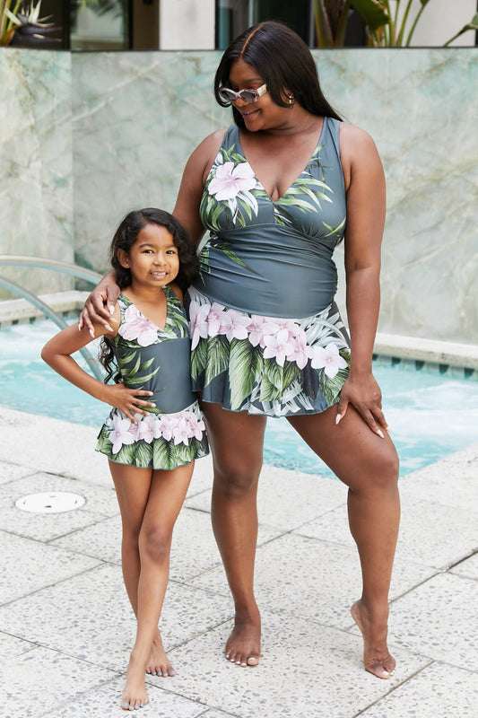Marina West Swim Full Size Clear Waters Swim Dress in Aloha Forest-Soul Flow Apparel