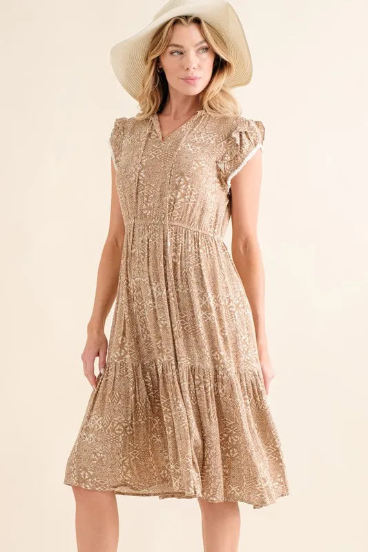 And The Why Boho Printed Tiered Maxi Dress-Soul Flow Apparel