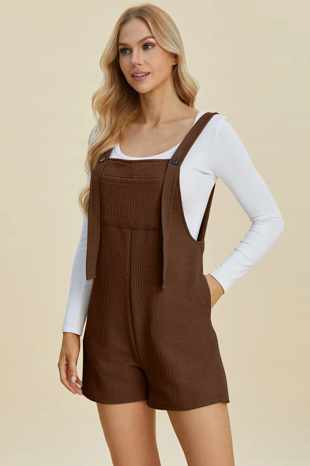 Double Take Full Size Texture Sleeveless Romper-Soul Flow Apparel