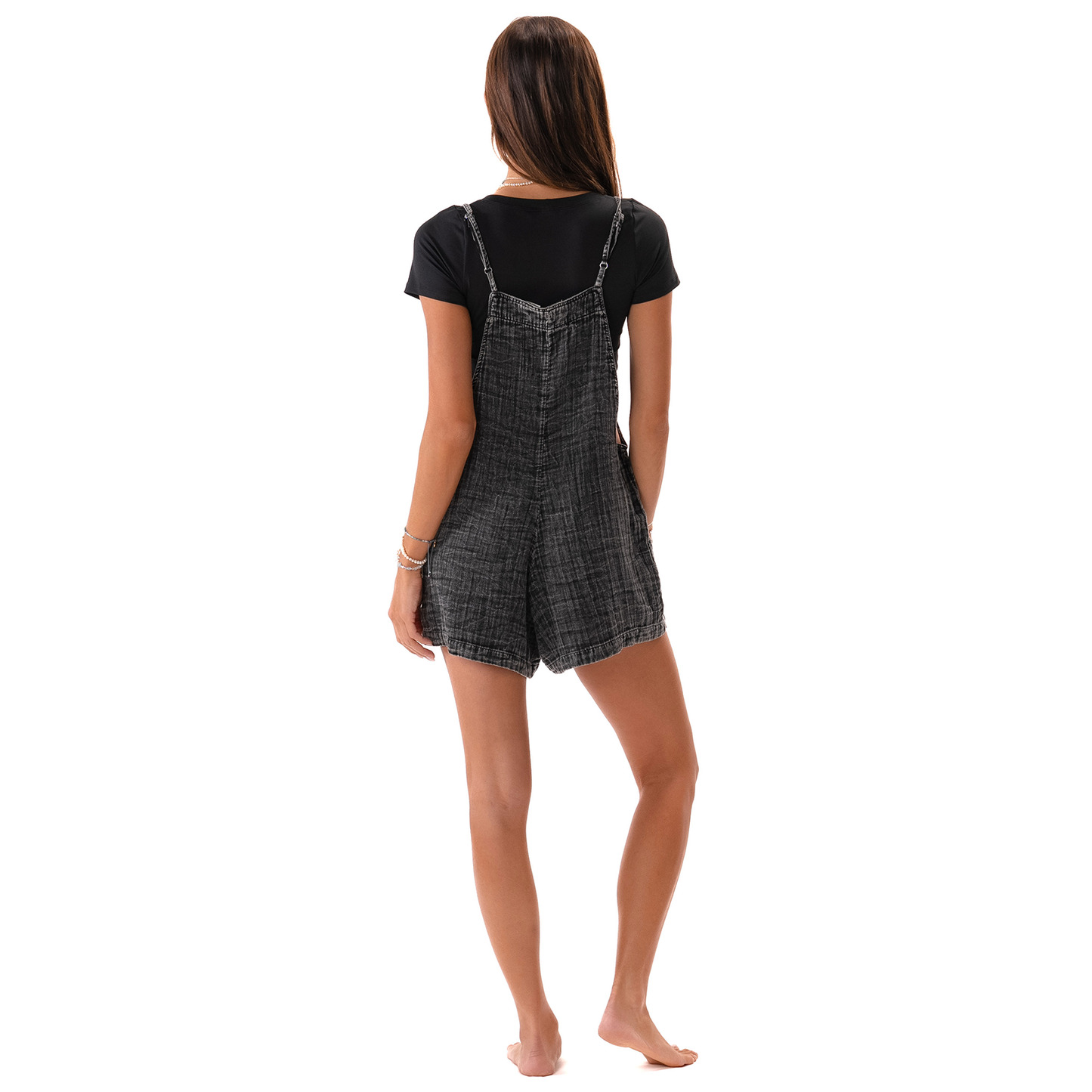 Black 100 Percent Cotton Romper With Adjustable Straps