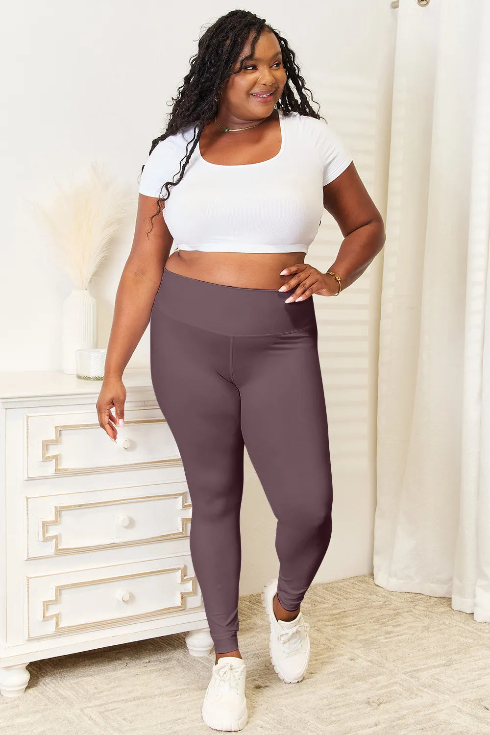 Double Take Wide Waistband Sports Leggings-Soul Flow Apparel