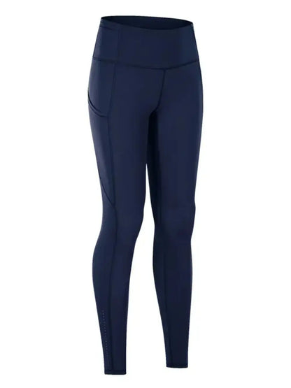 Trendsi wide waistband sports leggings in navy blue for comfortable workouts and activewear