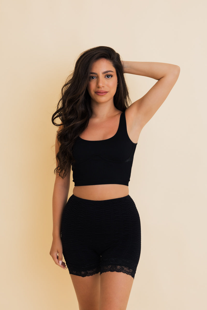 Stretch Smock Textured Lace Trimmed Lounge Shorts ????-Soul Flow Apparel